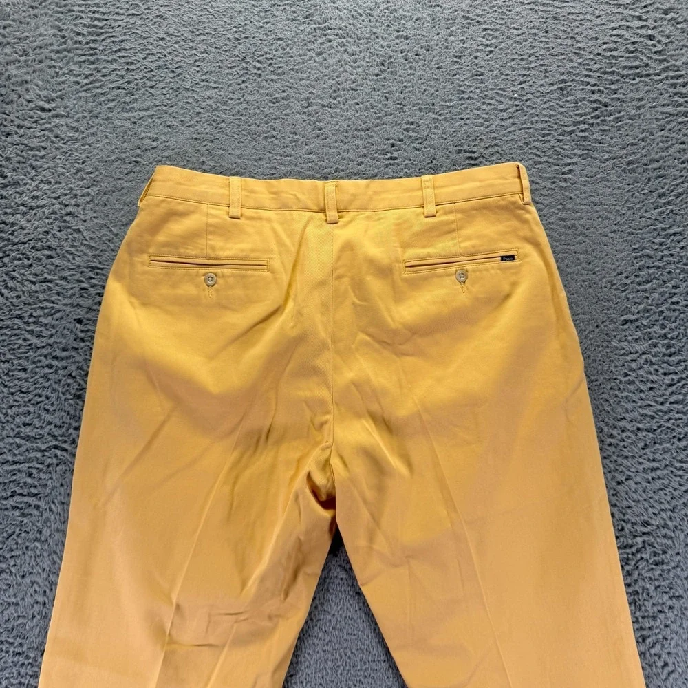 Polo Ralph Lauren Pant Mens 35x32 Yellow Cotton Chino Straight Classic Business